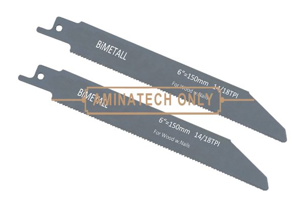 Recip. Saw Blade Bimetal 6" 14/18T for Cutting Wood & Nails 